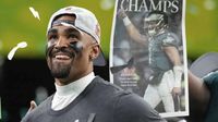 Jalen Hurts y su festejo tras ganar el Super Bowl LIX y ser nombrado MVP