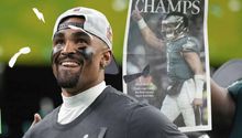 Jalen Hurts y su festejo tras ganar el Super Bowl LIX y ser nombrado MVP