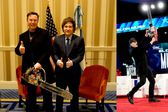 Javier Milei le regala una motosierra a Elon Musk en la CPAC
