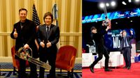 Javier Milei le regala una motosierra a Elon Musk en la CPAC