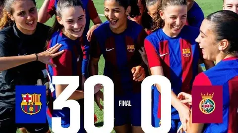 Barcelona ‘C’ Femenil protagoniza goleada histórica de 30-0 en España