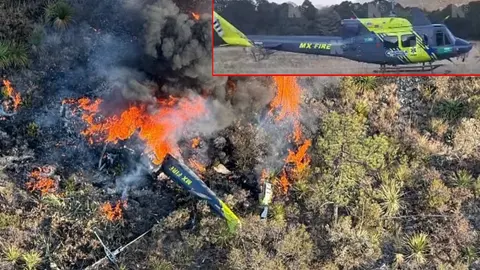Cae helicóptero con 8 brigadistas que iban a combatir incendio en Coahuila