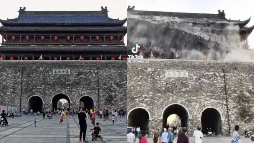 VIDEO: Templo de la dinastía Ming colapsa parcialmente tras caída de techo