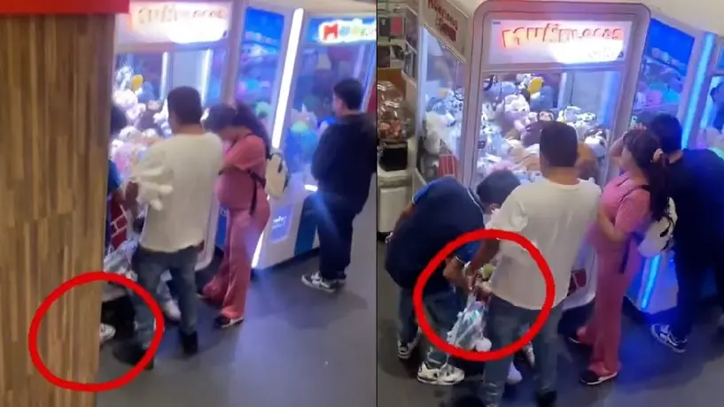VIDEO: Así usaron a menor para vaciar una máquina de peluches en CDMX