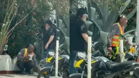 VIDEO: Extranjero en Mazatlán corre a obrero mexicano que comía en la banqueta