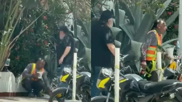 VIDEO: Extranjero en Mazatlán corre a obrero mexicano que comía en la banqueta