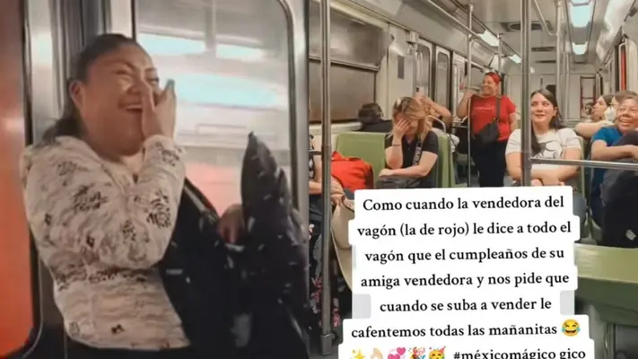 VIDEO: Usuarios del Metro de la CDMX le cantan mañanitas a una vendedora