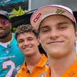 ¡Invitados de lujo! Oscar Piastri y Lando Norris convivieron con dos linebackers de Miami Dolphins