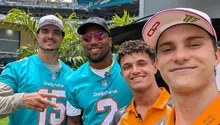 ¡Invitados de lujo! Oscar Piastri y Lando Norris convivieron con dos linebackers de Miami Dolphins