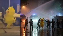 VIDEO: ¡Atrápalos ya! Pikachu huye de la policía en medio de protestas en Turquía