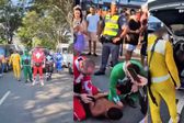 VIDEO: Policía se disfraza de los Power Rangers para detener ladrones en Carnaval de Brasil