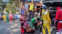 VIDEO: Policía se disfraza de los Power Rangers para detener ladrones en Carnaval de Brasil