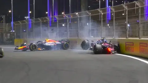 ¡Mal y de malas para Red Bull! Yuki Tsunoda sufre aparatoso choque en el Gran Premio de Arabia Saudita
