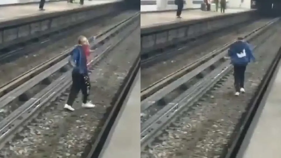 VIDEO: Hombre intoxicado camina sobre las vías del Metro Tepito
