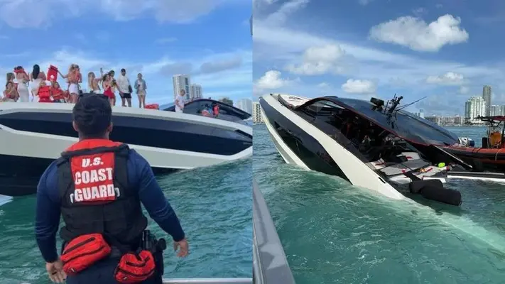 Yate Lamborghini se hunde en Miami con 32 influencers