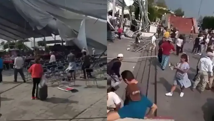 VIDEO: Colapsa estructura en Feria del Libro de Nezahualcóyotl; hay ocho lesionados