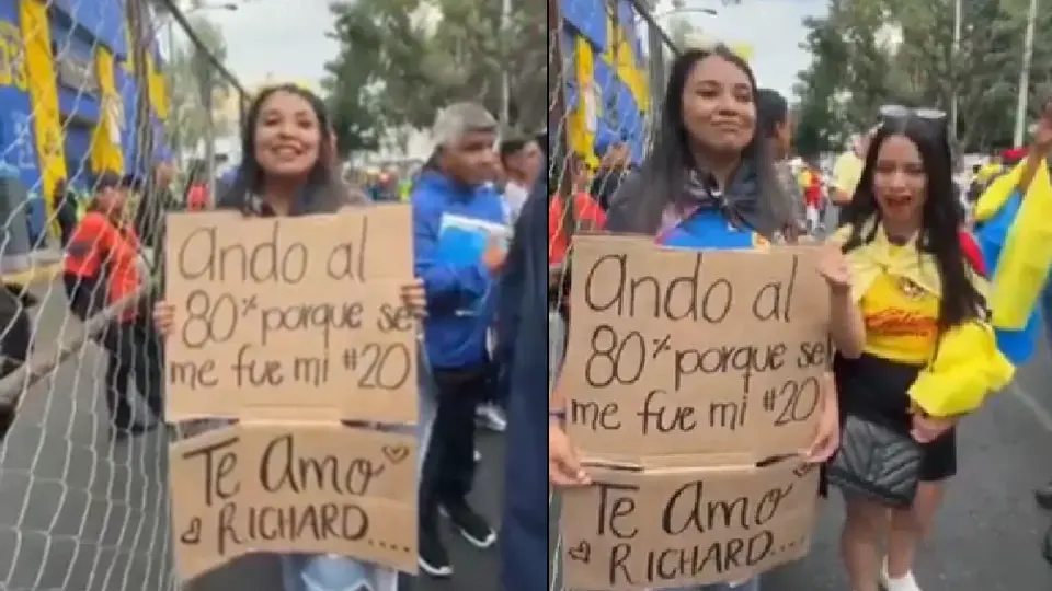 Aficionada del América no olvida a Richard Sánchez y levanta revuelo en Estadio Azulcrema