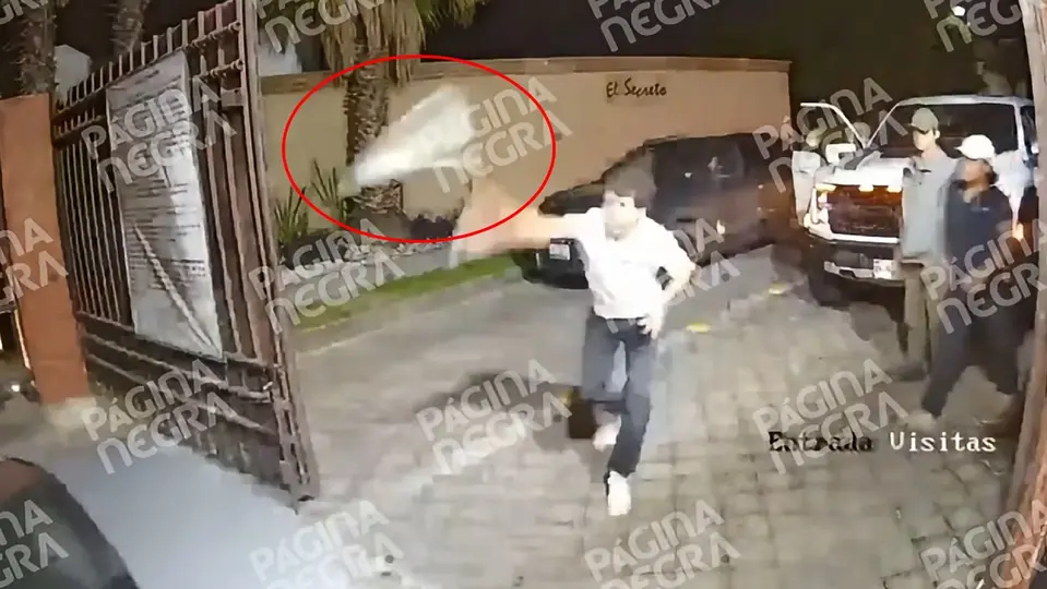 El agresor terminó rompiendo el medallón trasero del auto para luego escapar del lugar / Especial