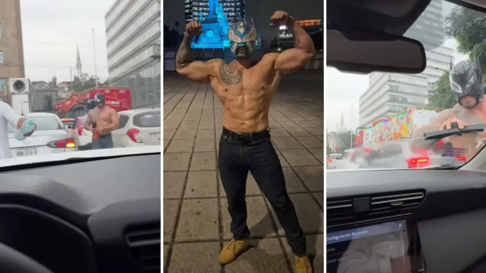 VIDEO: Luchador limpiaparabrisas sorprende en calles de la CDMX