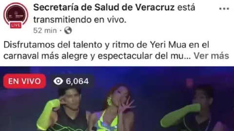 El gobierno de Veracruz eliminó la transmisión del concierto de todas sus redes oficiales/Facebook: Secretaría de Salud de Veracruz