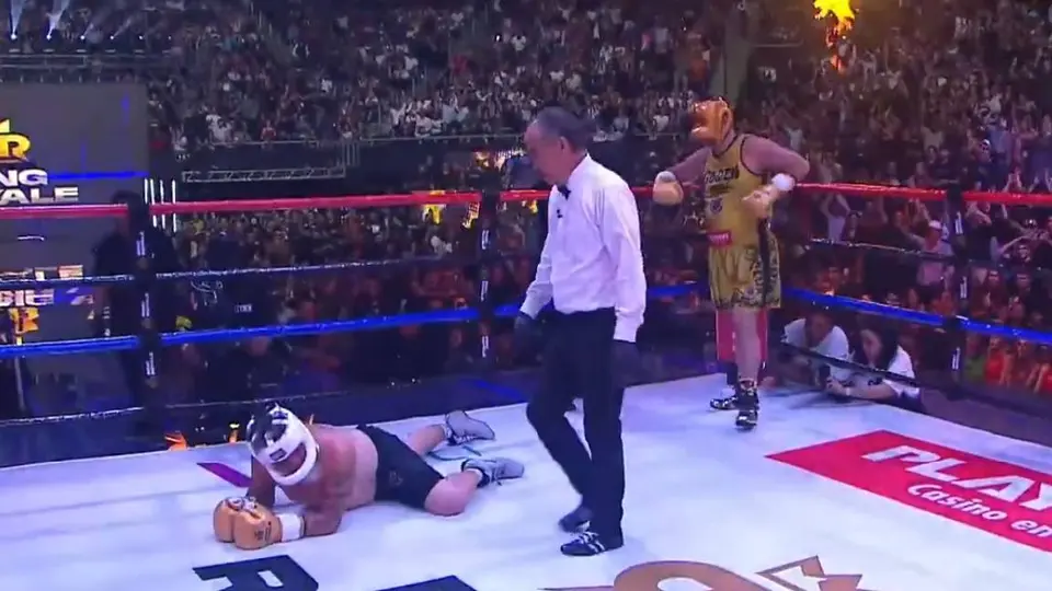 Trejo cayó a la lona y después del conteo de protección ya no se pude levantar/Ring Royale