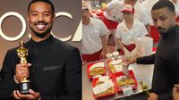 VIDEO: Michael B. Jordan celebró su Premio Oscar comiendo hamburguesas en restaurante de comida rápida