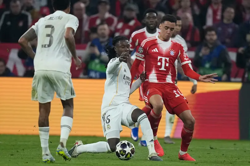 Camavinga antes de ser expulsado en la Champions frente al Bayern Munich | AP