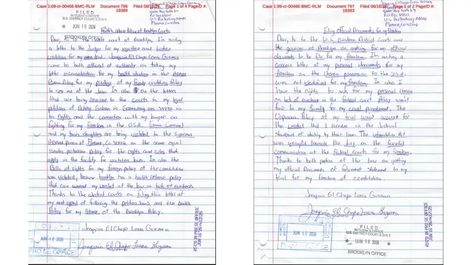 Joaquín “El Chapo” Guzmán Loera volvió a escribir nuevas cartas para insistir en su inocencia / Especial