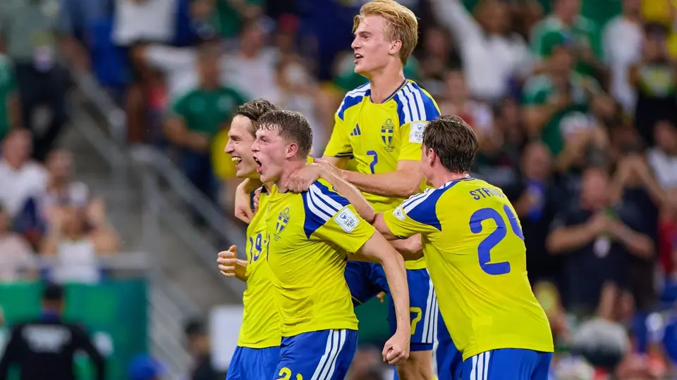 Jugadores de Suecia celebran gol ante Túnez | MEXSPORT