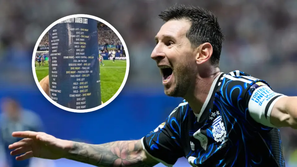 Messi y su increíble reacción al ver el acordeón que Pickford tenía para la tanda de penales