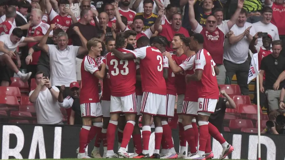 Jugadores de Arsenal en celebración en la Community Shield | AP