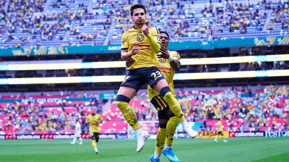 Raphael Veiga celebrando su gol ante Atlético de San Luis | MEXSPORT