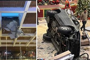 VIDEO: Vehículo cae desde el cuarto piso de un centro comercial