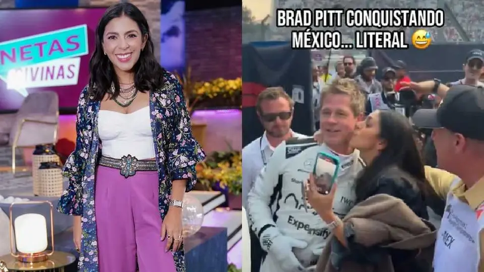 Identifican a mujer que besó al actor Brad Pitt en el Gran Premio de México