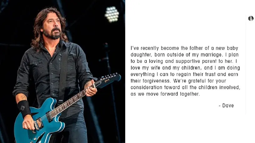 Dave Grohl acepta que fue infiel a su esposa; tiene un bebé fuera del matrimonio ¡Que pase el desgraciado!