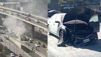 Auto se incendia en Periférico Sur, provocando un caos vial en la zona