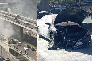 Auto se incendia en Periférico Sur, provocando un caos vial en la zona