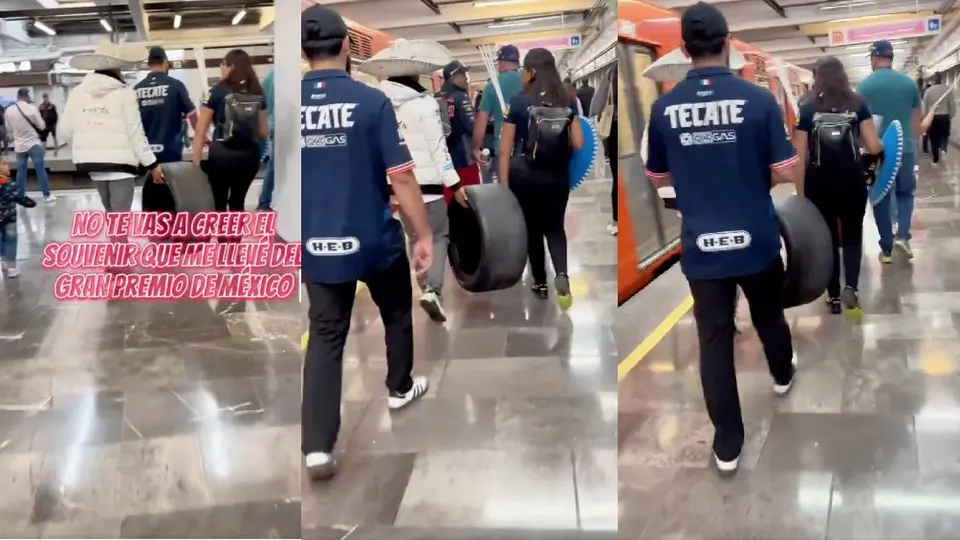 ¡Un souvenir más! Otro afortunado se llevó un neumático del Gran Premio de México