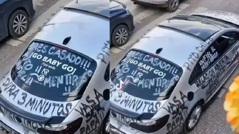 Mujer de Puebla pinta el auto de su ex pareja llamándolo "infiel" y "poco hombre"