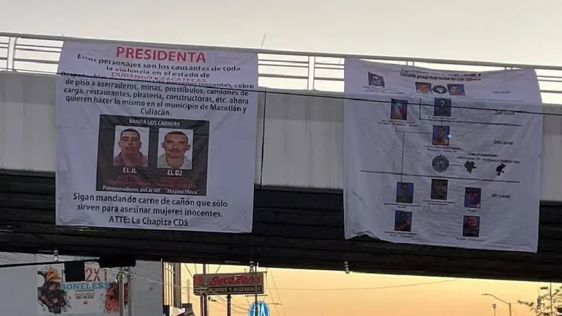 Aparecen narcomantas con un mensaje para Claudia Sheinbaum en Culiacán