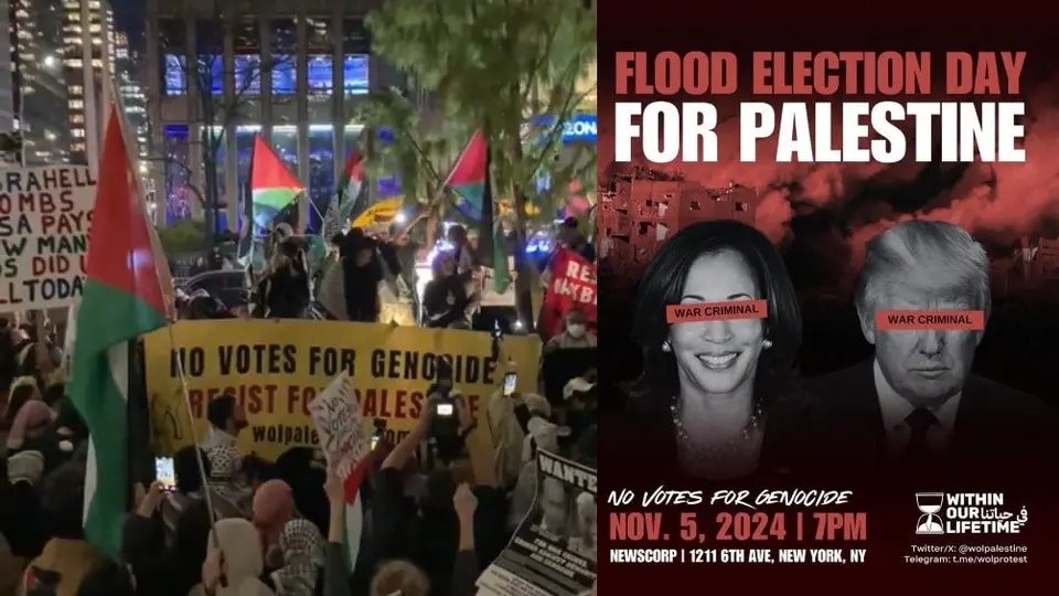 Cientos de manifestantes antiisraelíes llaman a Donald Trump y Kamala Harris “genocidas”