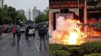 Marcha 10 años Ayotzinapa: Encapuchados hacen destrozos en establecimientos