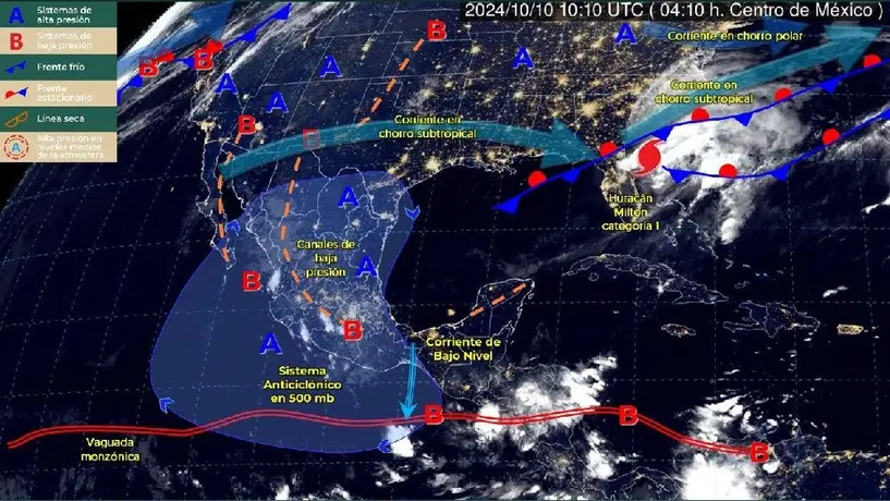 El clima jueves 10 de octubre: Chiapas, Guerrero, Oaxaca y Michoacán, los más afectados