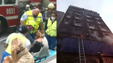 Incendio CDMX: Rescatan a mujer con su perro tras quedar atrapados en séptimo piso