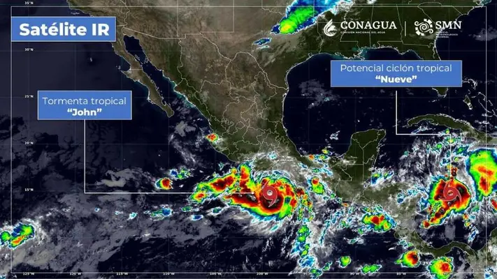 ¡ALERTA! John podría tocar tierra como huracán categoría 2 o 3 entre Oaxaca y Guerrero