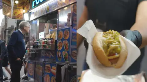 VIDEO: Bill Gates es visto comiendo un hot dog callejero en Nueva York