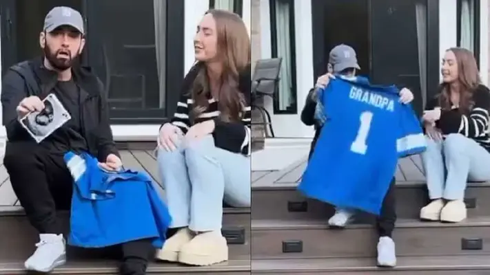 Video: Eminem se entera que será abuelo con jersey de los Leones de Detroit