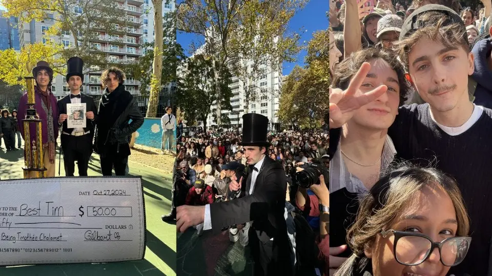 Timothée Chalamet aparece en un concurso de sus dobles en Nueva York y se vuelve viral