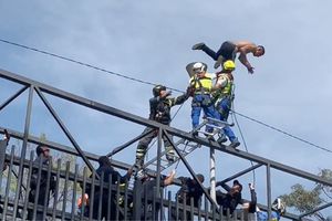 VIDEO: Sujeto se avienta desde un puente; se salva al caer sobre un camión