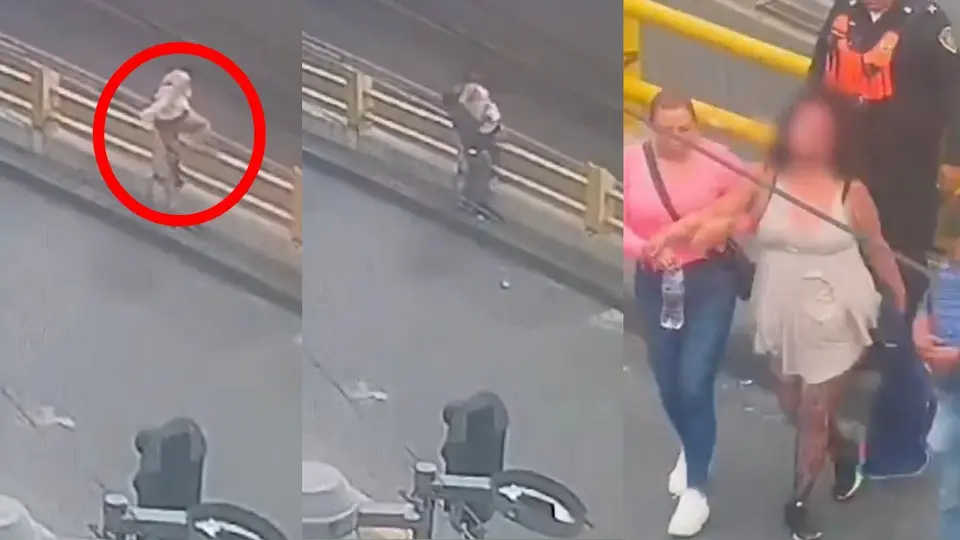 VIDEO: Policías salvan a mujer que trataba de saltar desde un puente en la alcaldía Cuauhtémoc